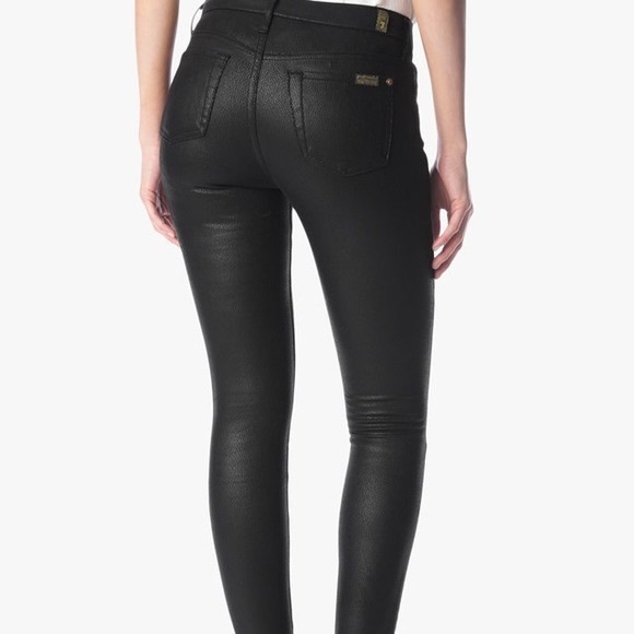NWT|7ForAllMankind Crackle Leather-look Black Jeans - Picture 3 of 3